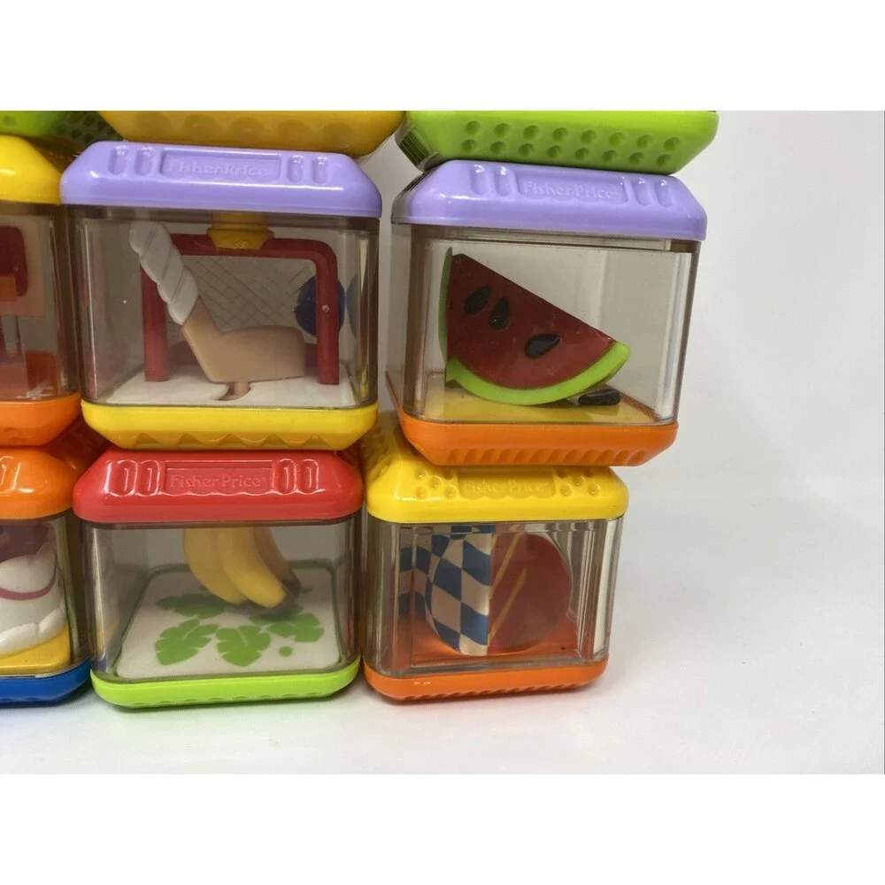 Fisher Price Peek A Boo Building Blocks Animals Sensory Play Toy Set Lot 27